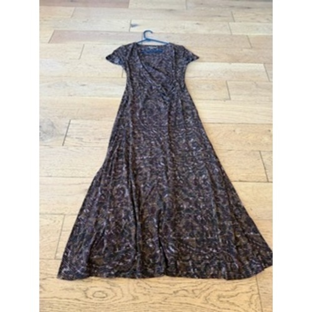 Soft Surroundings Maxi Dress Small Brown Multi Paisley Wrap Front (1674)